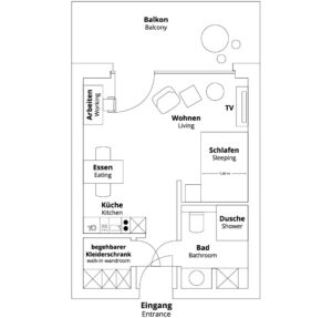 So sehen unsere PM-AM Apartments Apartment der Kategorie M aus.