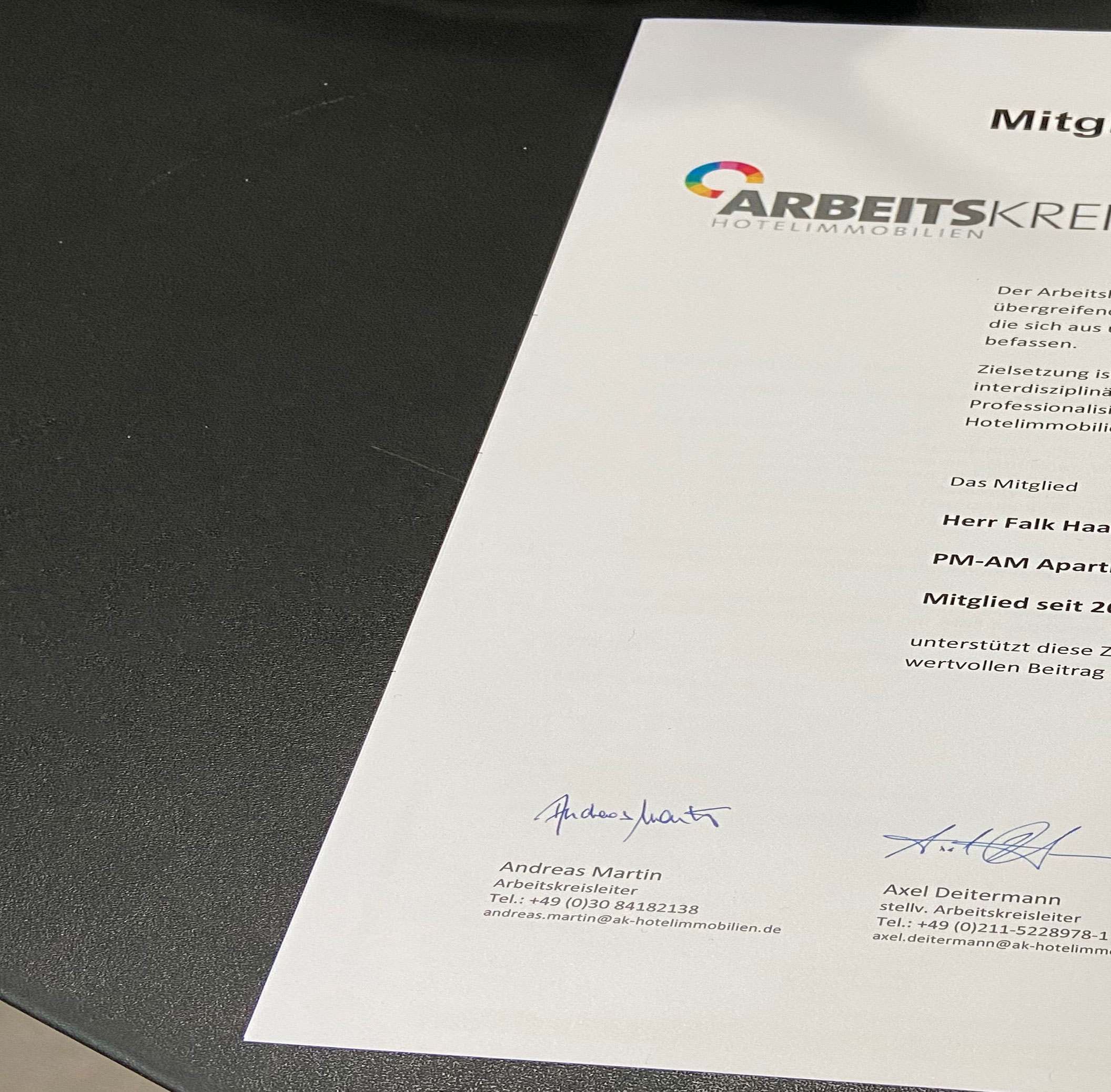 Wir sind stolzes Mitglied des Arbeitskreis Hotelimmobilien.